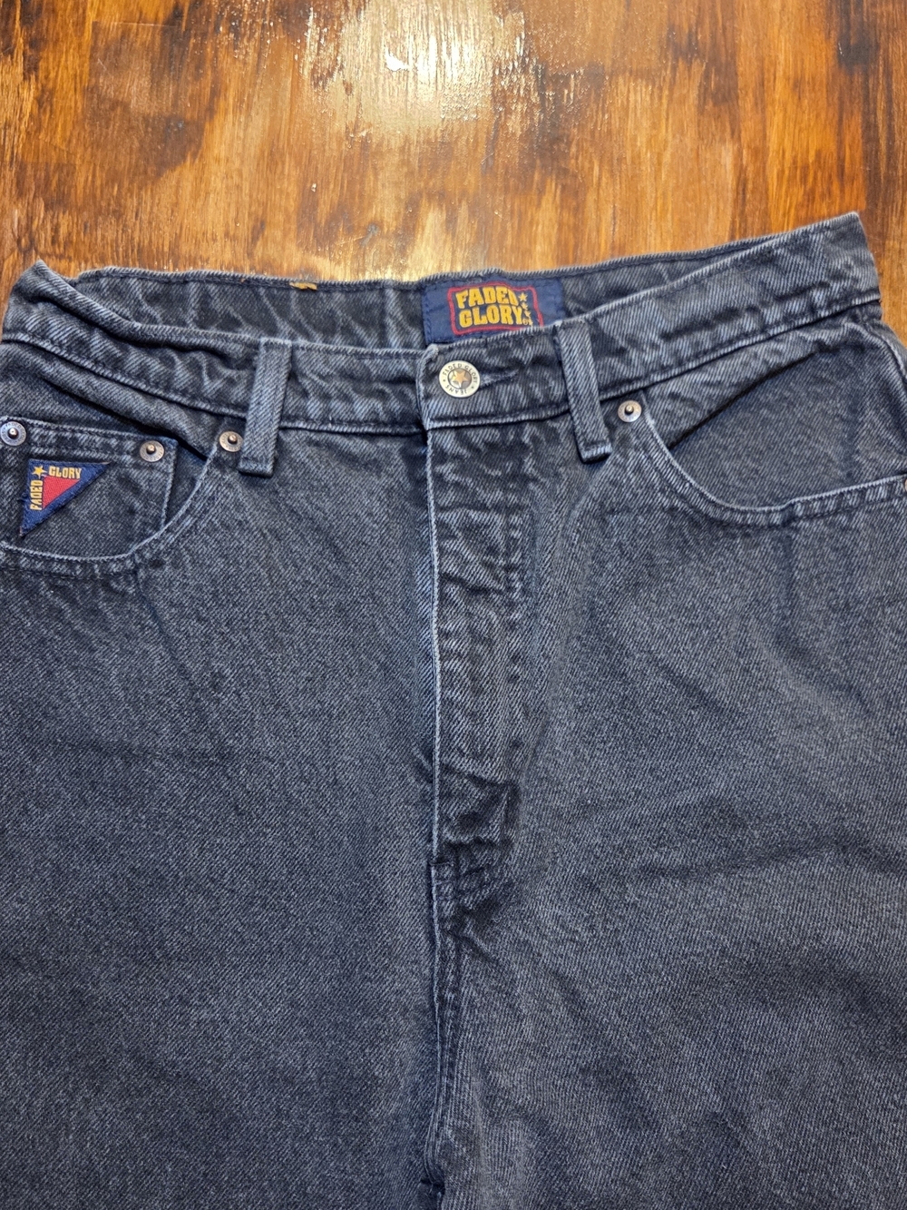Vintage Faded Glory Black Denim Jeans Size  12 Measures 28 x 33 Y2K Vintage